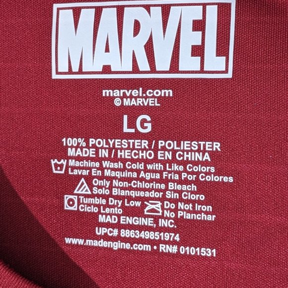 Marvel Cartoon Toon Spiderman Mens Large Shirt Heather Red Short Sleeve Stretch - Picture 7 of 7